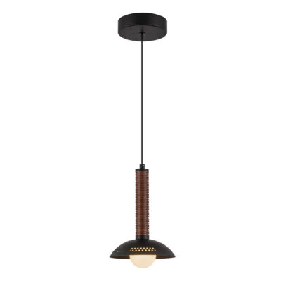 Somerhaven Industrial Dome Pendant Matte Black And Walnut
