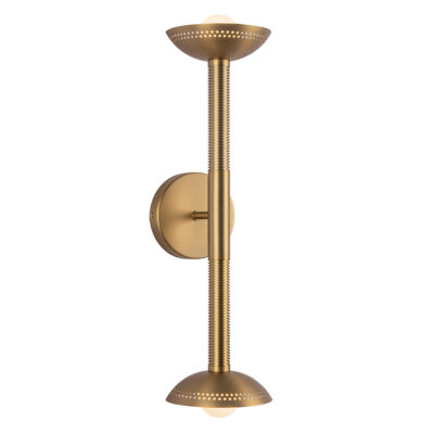Somerhaven Ribbed Brass Up Down Wall Light Brushed Gold