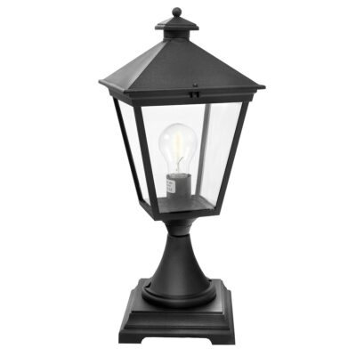 Somerled Vale Traditional Outdoor Pedestal Lantern Black