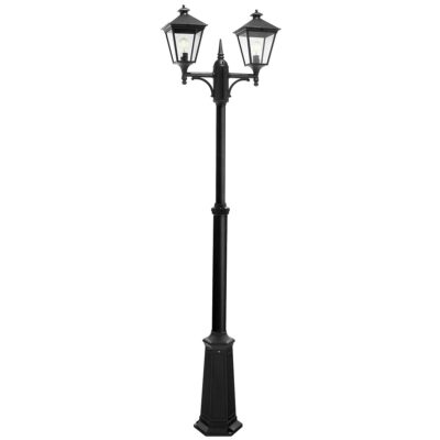 Somerled Vale Traditional Twin Head Outdoor Lamp Post in Black