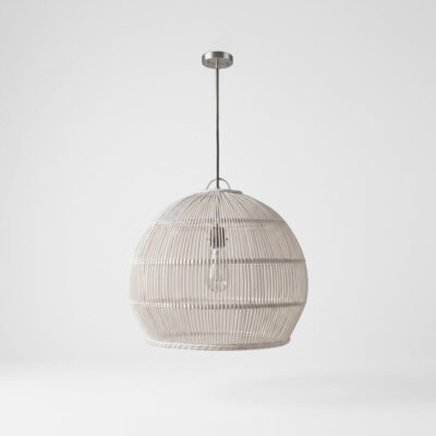 Somerton Hamptons Rattan Dome Ceiling Pendant White