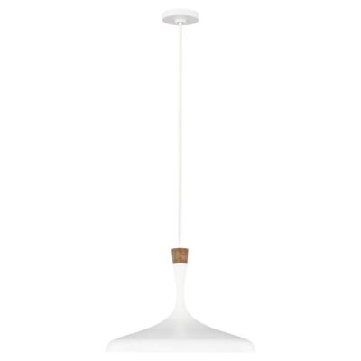 Southerham Contemporary Pendant Matte White with Wood Accent
