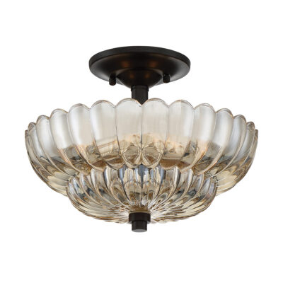 Southerly Point Traditional Semi-Flush Amber Glass and Cocoa Brown