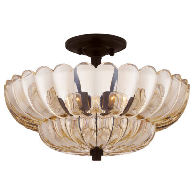 Southerly Point Traditional Semi-Flush Ceiling Light Amber Glass with Mottled Cocoa Brown