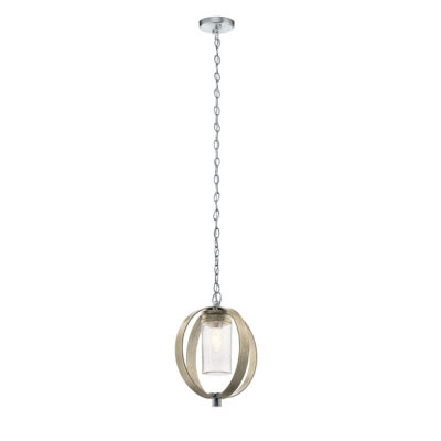 Sovereign Quay Hamptons Outdoor Pendant Distressed Antique Grey And Brushed Aluminium