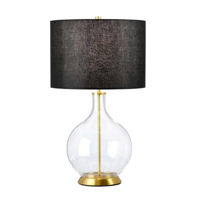 Sphere Hollow Hamptons Table Lamp Aged Brass with Black Shade