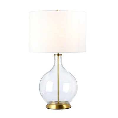 Sphere Hollow Hamptons Table Lamp Aged Brass with White Shade