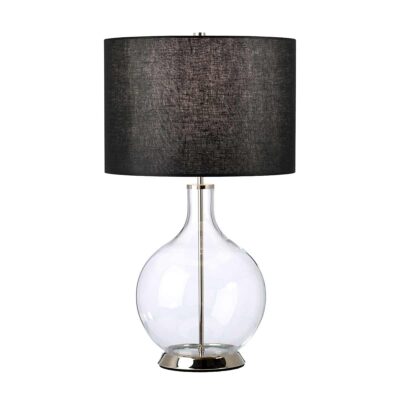 Sphere Hollow Hamptons Table Lamp Polished Nickel With Black Shade