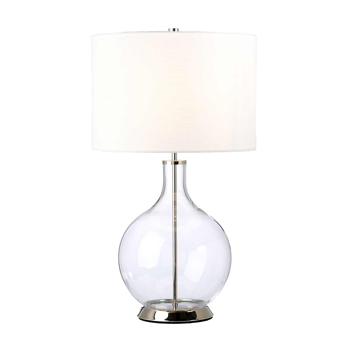Sphere Hollow Hamptons Table Lamp Polished Nickel with White Shade