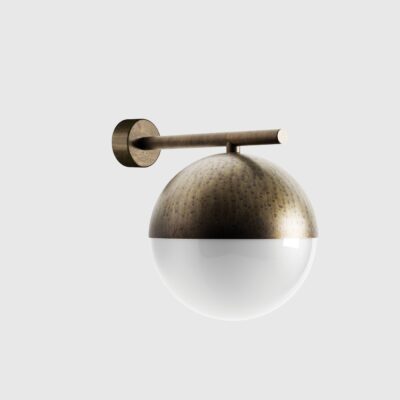Spherewood Heritage Outdoor Wall Light Antique Brass and Glossy White