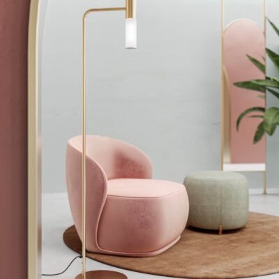 Starling Court Curved Arm Floor Lamp Antique Brass Natural Brass