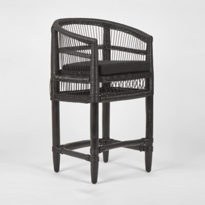 Sterling Cove Perch Hamptons Woven Bar Chair Black