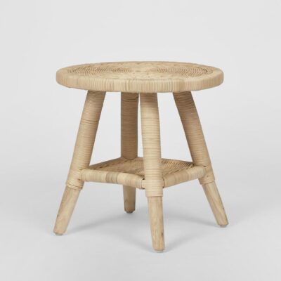 Sterling Cove Side Table Hamptons Round Woven Natural
