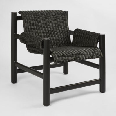 Stonebrook Woven Wicker Outdoor Armchair Black