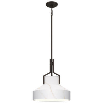 Stonecrop Hamptons Cone Pendant Light in Bronze and Alabaster Glass