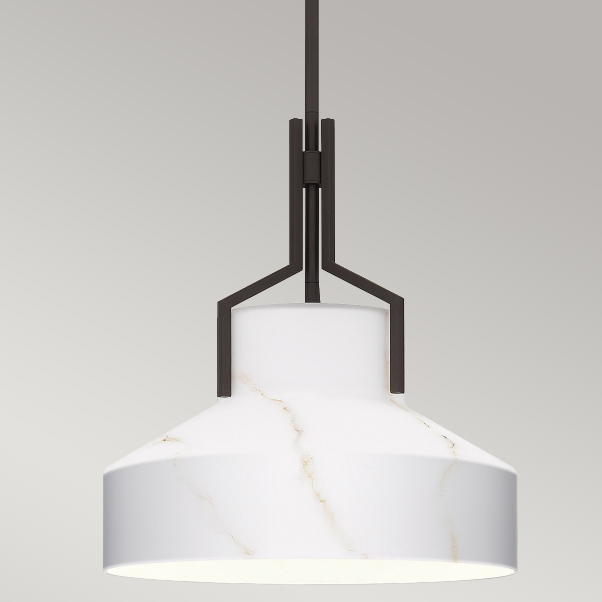 Stonecrop Hamptons Cone Pendant Light in Bronze and Alabaster Glass Stonecrop Hamptons Cone Pendant Light in Bronze and Alabaster Glass — detail view