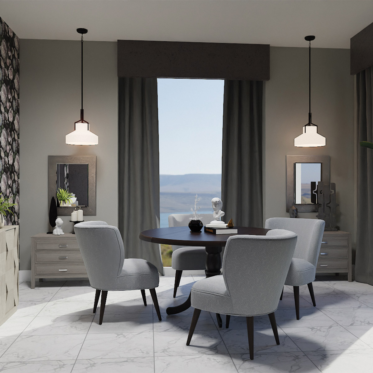 Stonecrop Hamptons Cone Pendant Light in Bronze and Alabaster Glass Stonecrop Hamptons Cone Pendant Light in Bronze and Alabaster Glass — in situ view