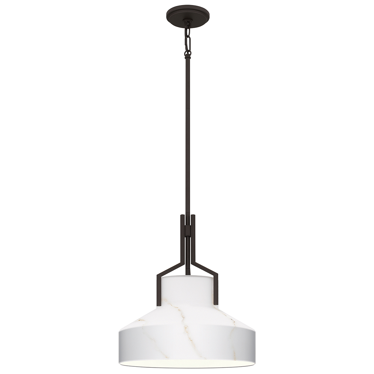 Stonecrop Hamptons Cone Pendant Light in Bronze and Alabaster Glass
