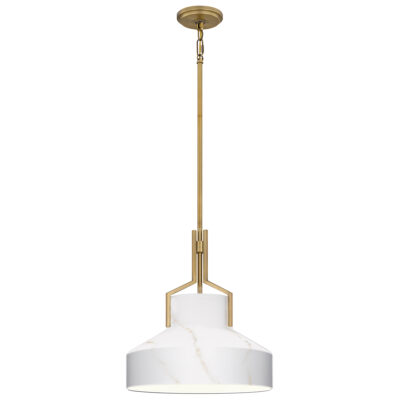 Stonecrop Hamptons Dome Pendant Light in Aged Brass and Alabaster Glass