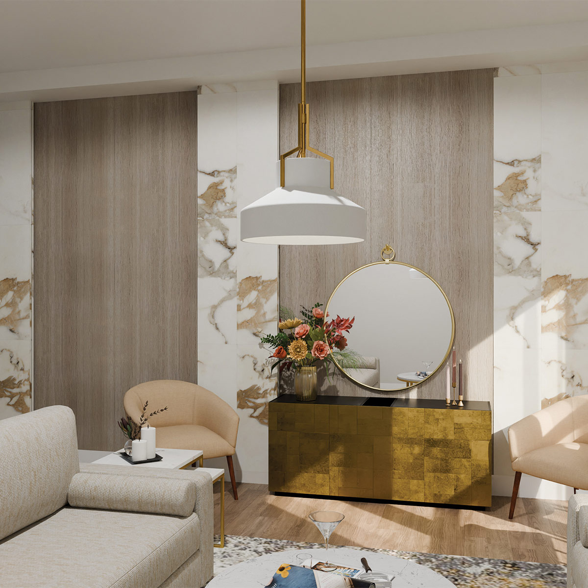 Stonecrop Hamptons Pendant Light Aged Brass and Opal Glass Stonecrop Hamptons Pendant Light Aged Brass and Opal Glass — in situ view