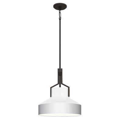 Stonecrop Heritage Dome Pendant Light in Black and Opal Glass