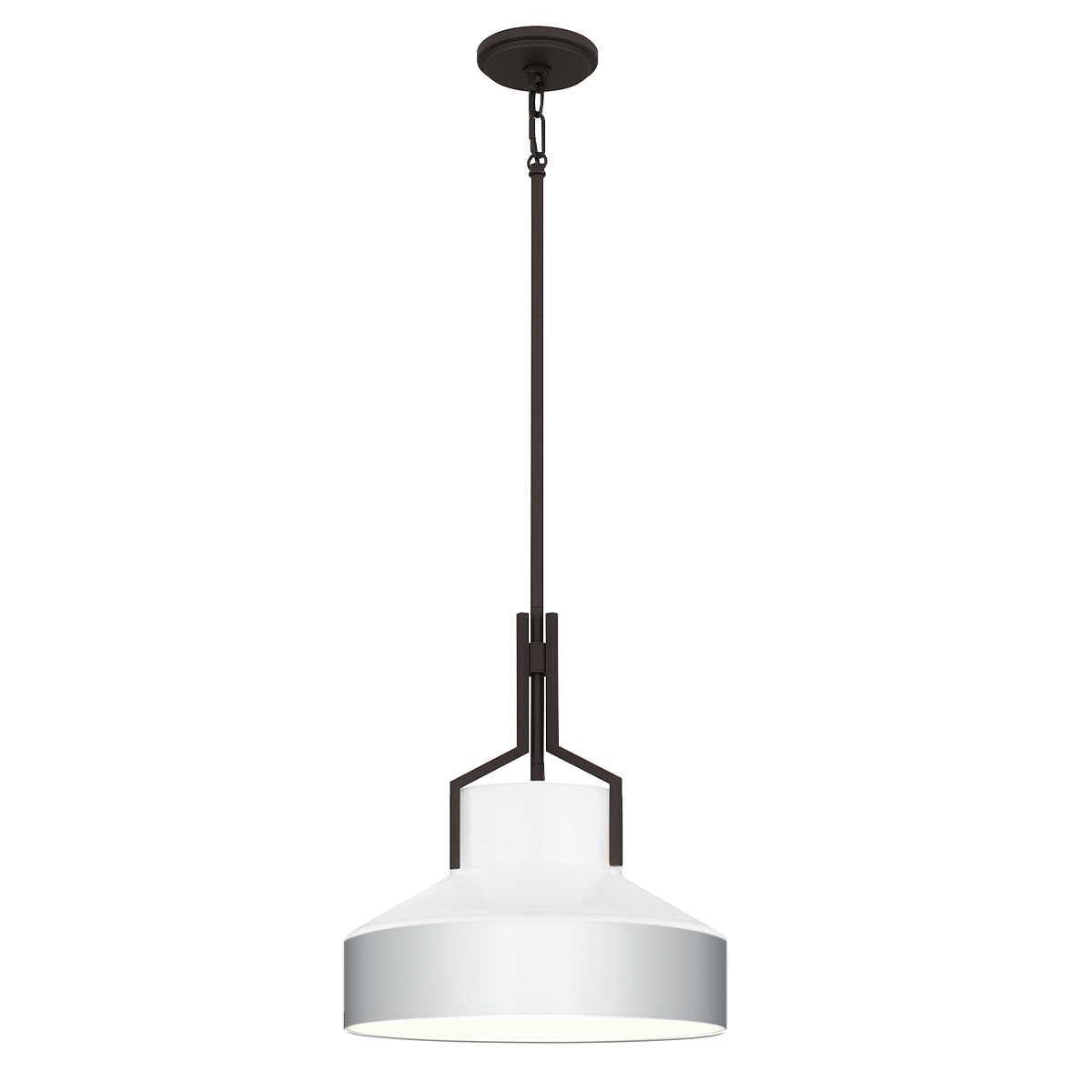 Stonecrop Heritage Dome Pendant Light in Black and Opal Glass