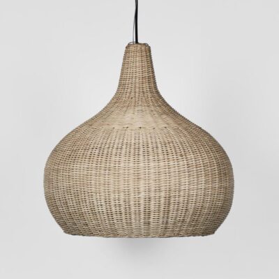 Stonehaven Hamptons Woven Rattan Dome Pendant Beige