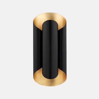 Stourhead Retro Cylindrical Wall Light Gold Leaf and Black