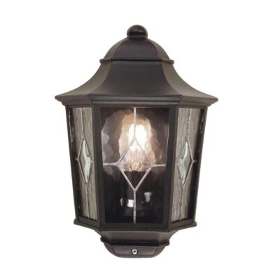 Suffolk Downs Traditional Half Lantern Outdoor Wall Light Black