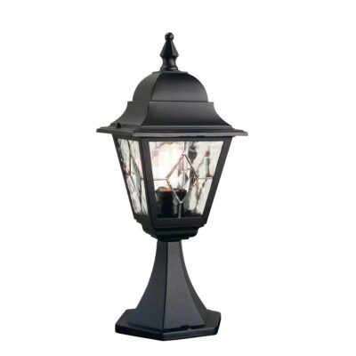 Suffolk Downs Traditional Outdoor Pedestal Lantern Black