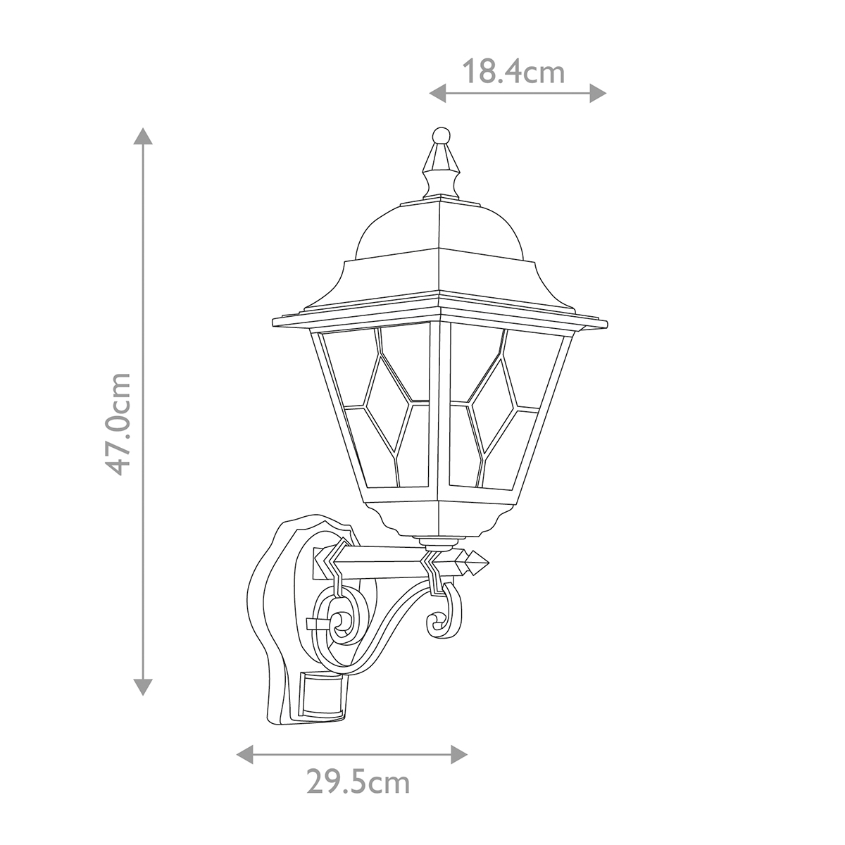 Suffolk Downs Traditional Wall Lantern with PIR Sensor Black Suffolk Downs Traditional Wall Lantern with PIR Sensor Black