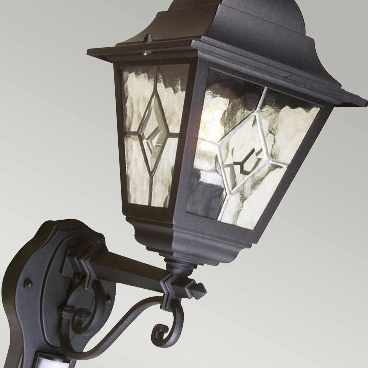 Suffolk Downs Traditional Wall Lantern with PIR Sensor Black Suffolk Downs Traditional Wall Lantern with PIR Sensor Black — detail view