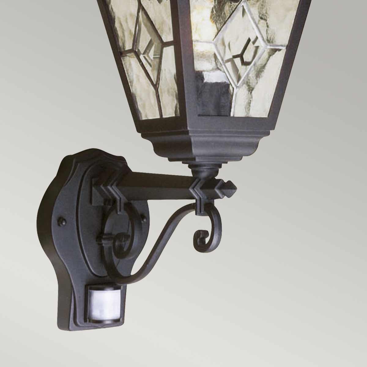Suffolk Downs Traditional Wall Lantern with PIR Sensor Black Suffolk Downs Traditional Wall Lantern with PIR Sensor Black — detail view
