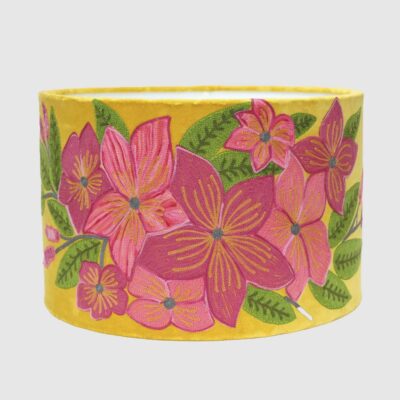 Sunflare Hamptons Frangipani Embroidered Drum Lamp Shade Yellow