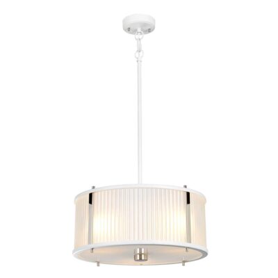 Sunhaven Hamptons Drum Pendant White and Polished Nickel