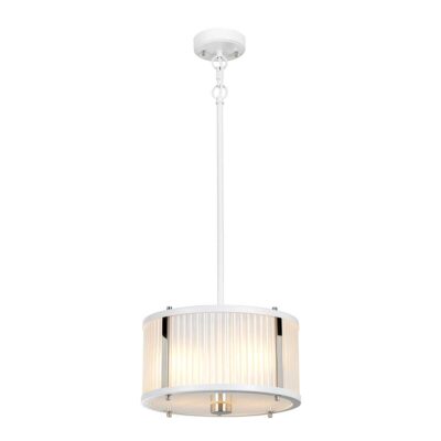 Sunhaven Hamptons Drum Pendant White and Polished Nickel