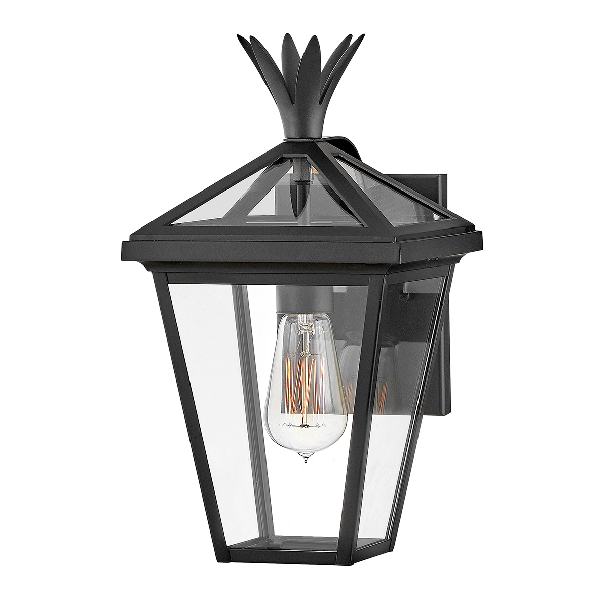 Sunhollow Heritage Pineapple Finial Outdoor Wall Lantern Black
