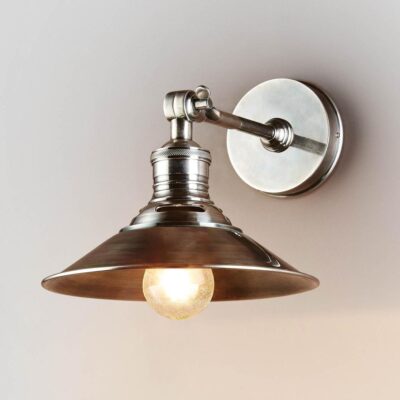 Sutton Industrial Cone Wall Light Antique Silver
