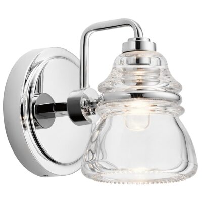 Talwick Vintage Ribbed Glass Wall Light Polished Chrome