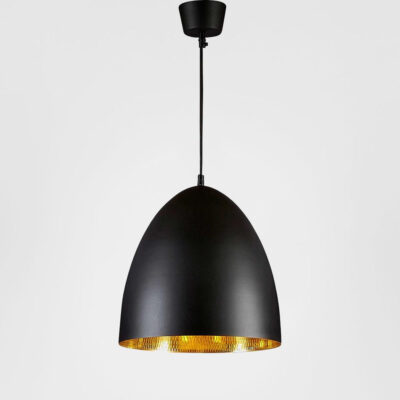 Tamarind Heritage Egg Dome Pendant Black and Brass