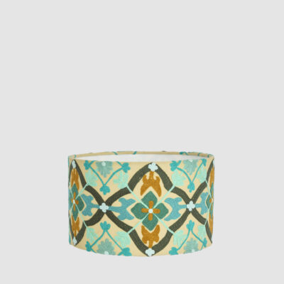 Tarnwell Embroidered Drum Lamp Shade Turquoise Mosaic
