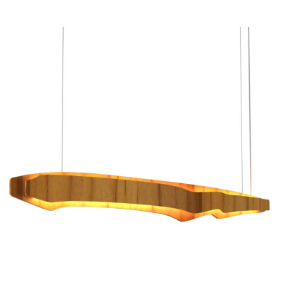 Teakwood Ring Contemporary Linear Chandelier Teak Veneer