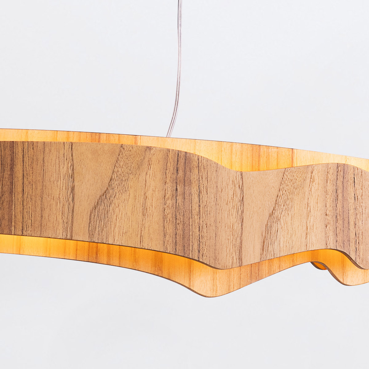 Teakwood Ring Contemporary Linear Chandelier Teak Veneer Teakwood Ring Contemporary Linear Chandelier Teak Veneer — detail view