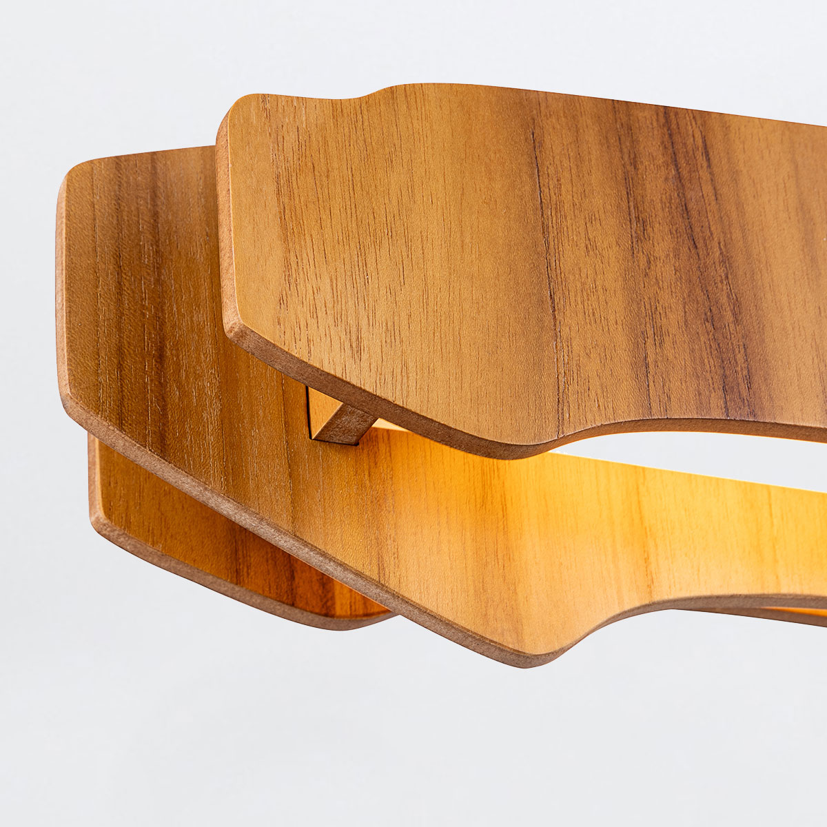 Teakwood Ring Contemporary Linear Chandelier Teak Veneer Teakwood Ring Contemporary Linear Chandelier Teak Veneer — detail view