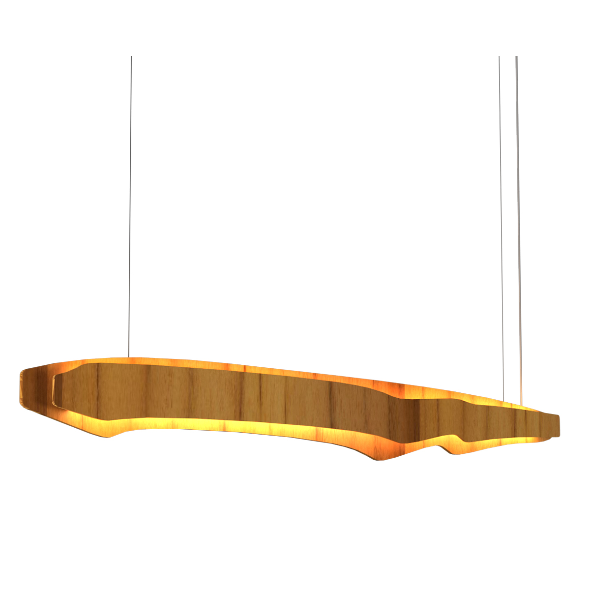 Teakwood Ring Contemporary Linear Chandelier Teak Veneer