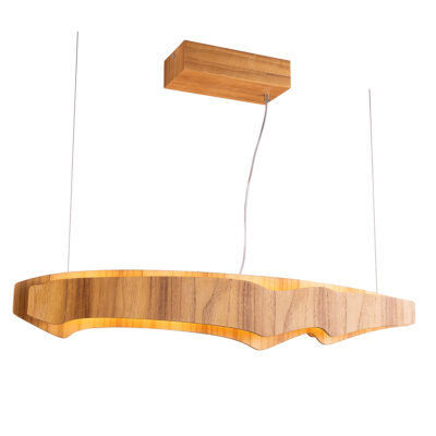Teakwood Ring Contemporary Linear Pendant Teak Veneer