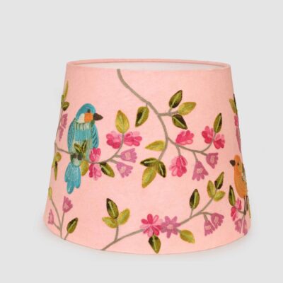 Teignbridge Hamptons Embroidered Bird Tapered Lamp Shade Pink