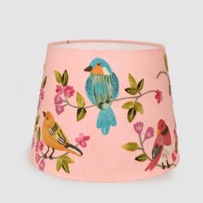 Teignbridge Hamptons Embroidered Bird Tapered Lamp Shade Pink