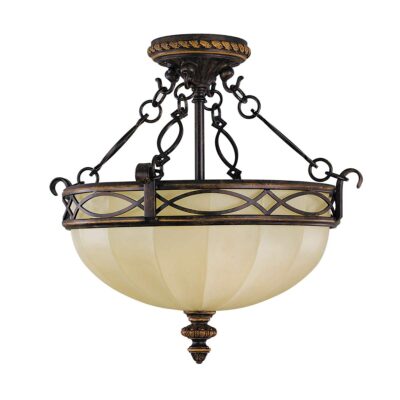 The Salon Room Edwardian Semi-Flush Ceiling Light in Walnut