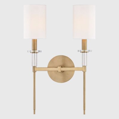 Thistlewood Twin Arm Wall Light Aged Brass